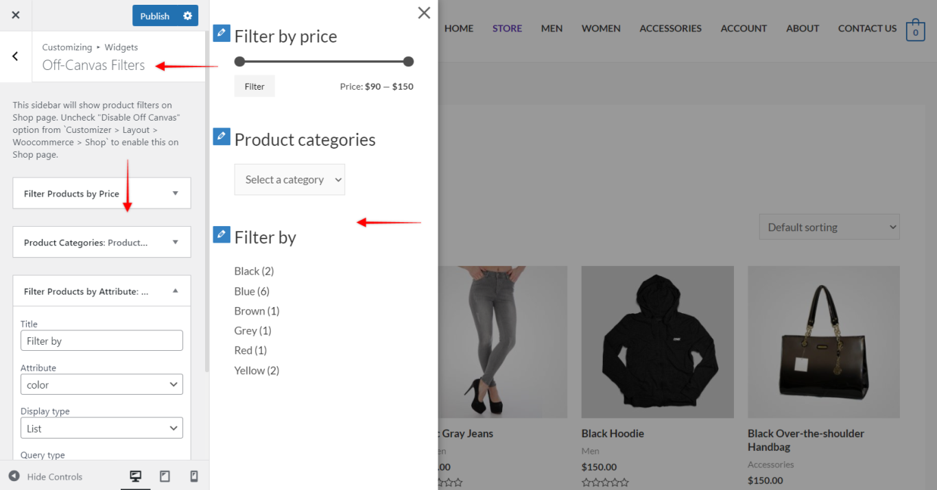Astra Pro - WooCommerce Off-canvas Filter - Add Widgets, Astra 3.0+