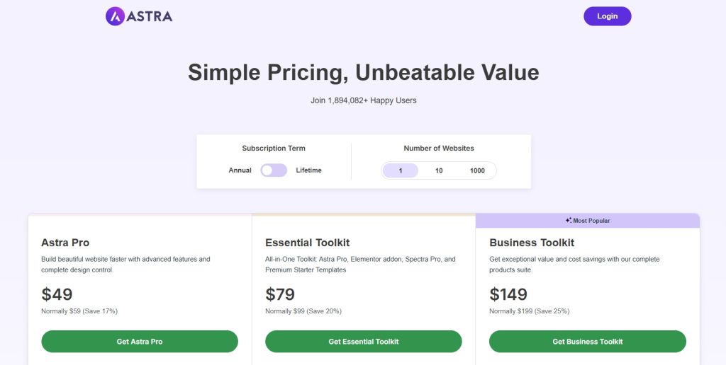 Astra Pricing