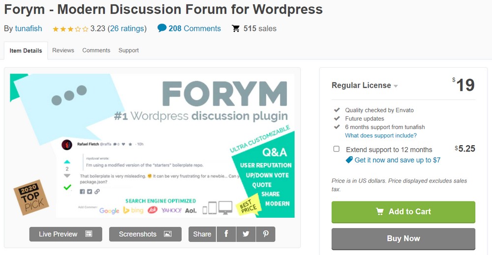 Formy Discussion forum plugin