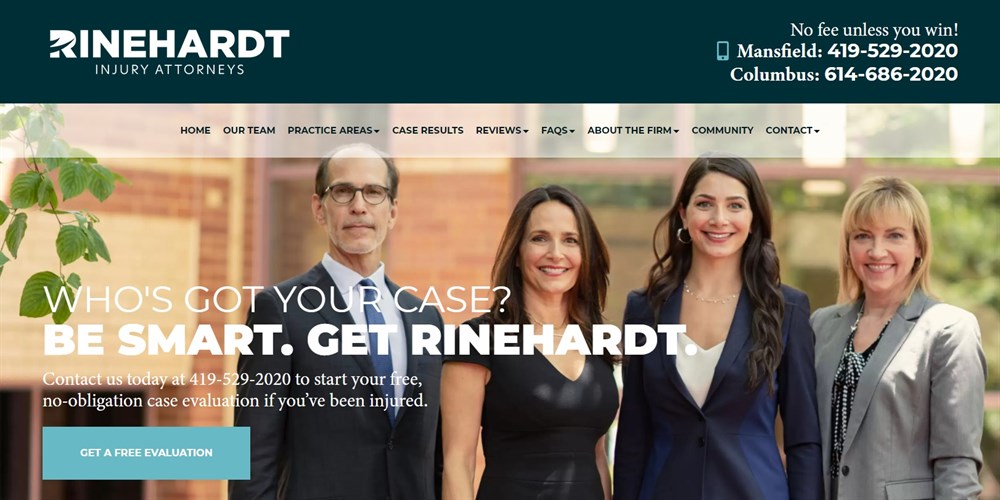 Rinehardt Injury Attorneys homepage