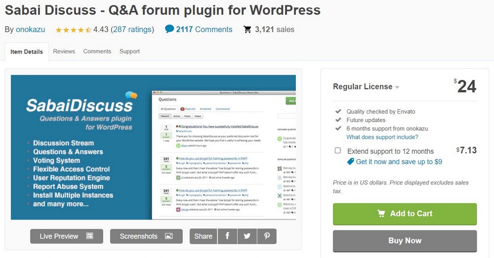 Sabai Discuss WordPress plugin envato