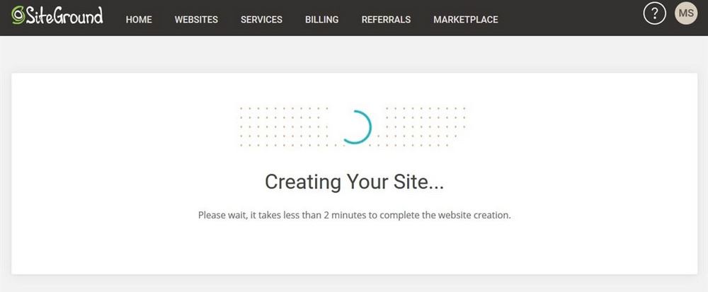 SiteGround creating site message