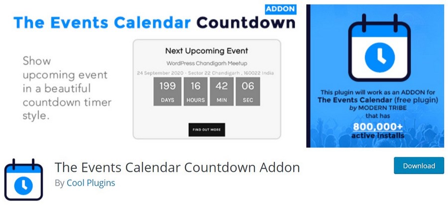 The Events Calendar Countdown Addon WordPress plugin