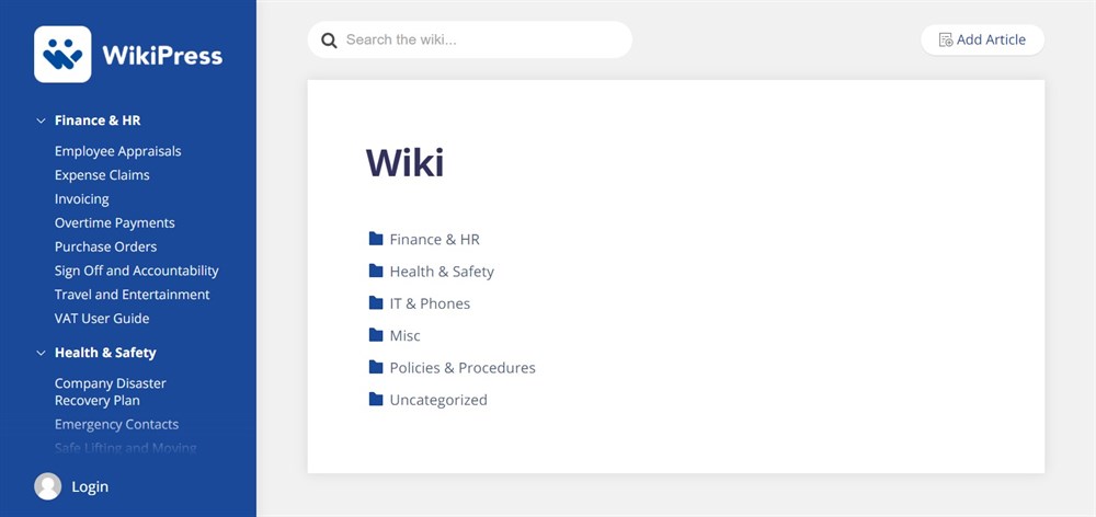 WikiPress site