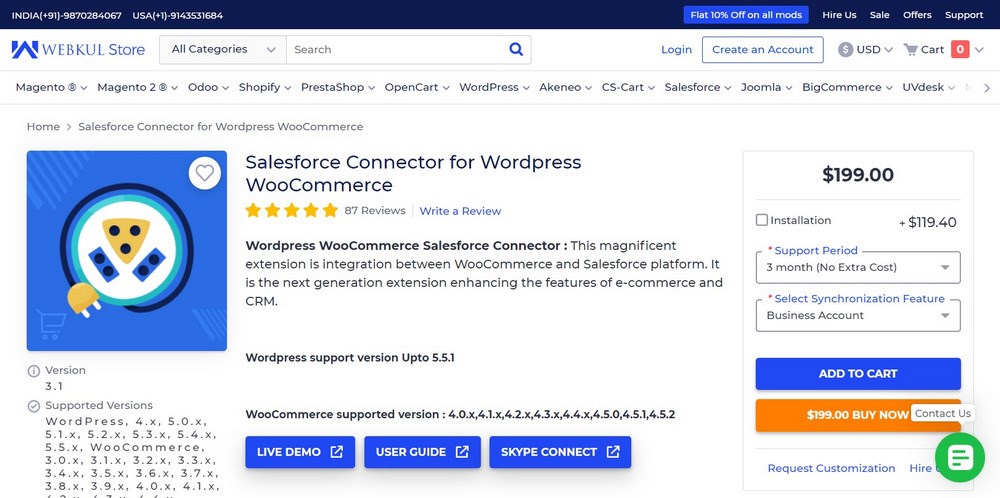 WordPress WooCommerce Salesforce Connector plugin