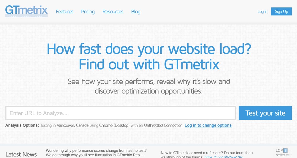 GTmetrix Website Performance Testing and Monitoring