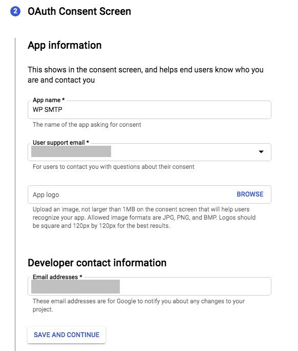 Gmail API OAuth consent screen