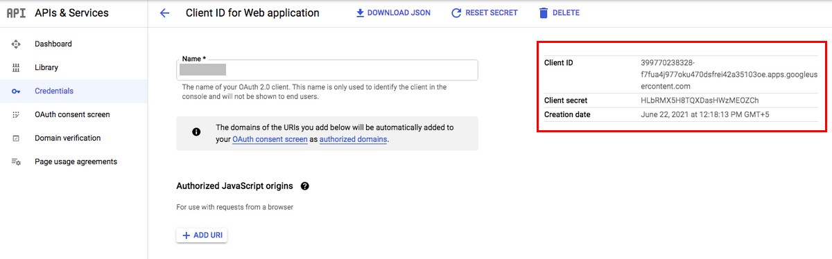 Gmail API client ID