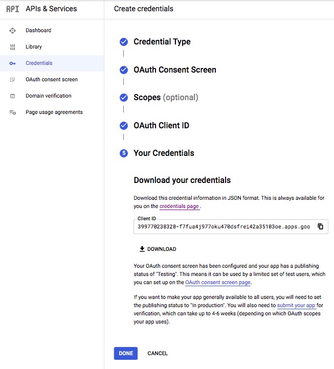 Gmail API credential final setting