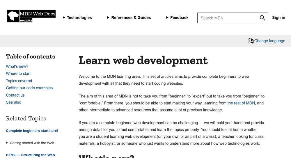 Learn web development ate mozilla