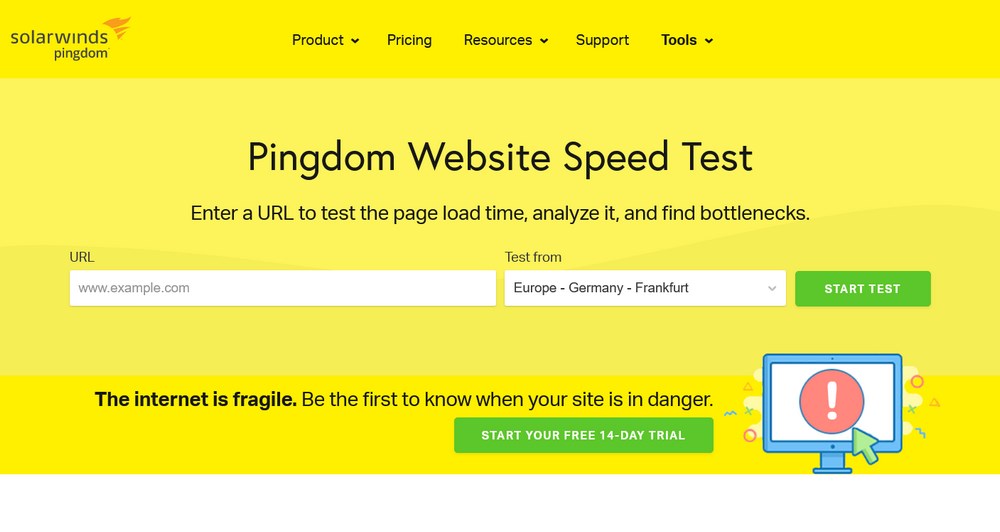 Pingdom Tools homepage