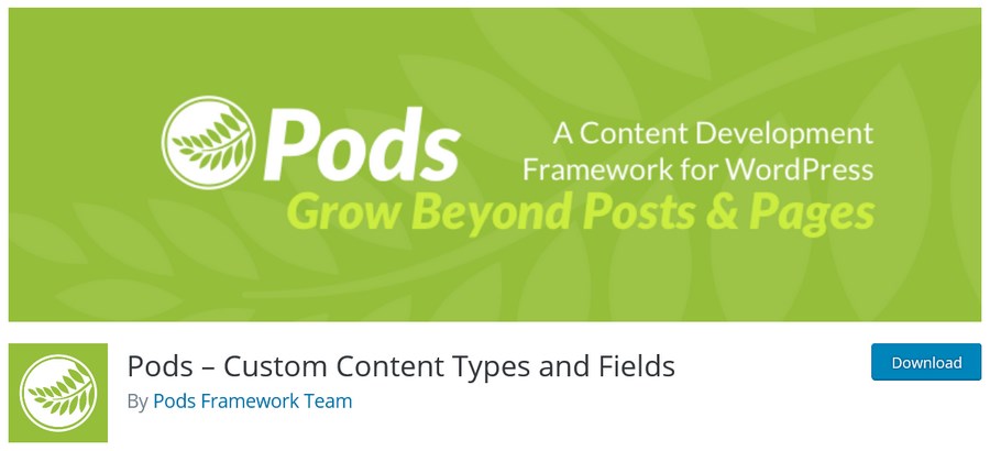 Pods Custom Content Types and Fields WordPress plugin