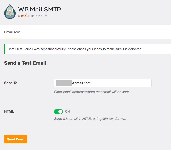 WP mail SMTP test email 2