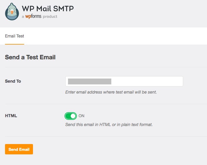 WP mail SMTP test email