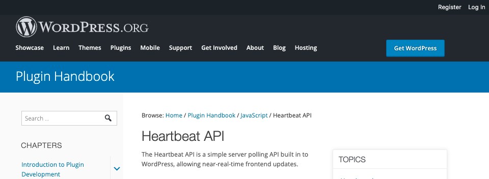 WordPress heartbeat API
