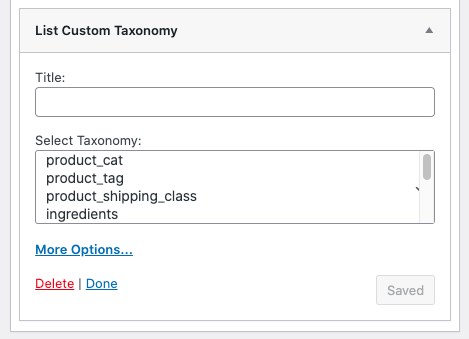 custom taxonomy in widget