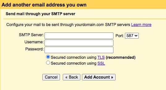 gmail SMTP setting