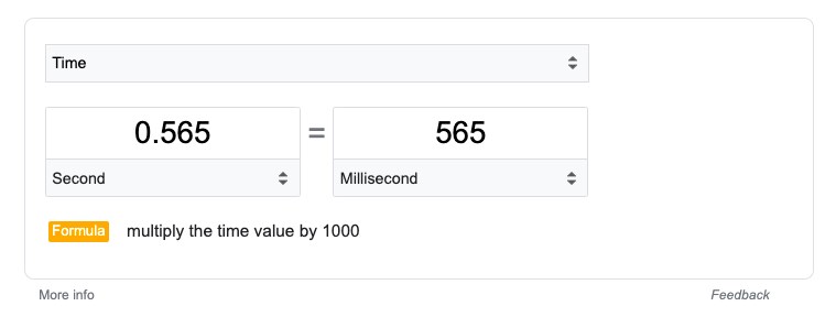 google seconds to millisecond