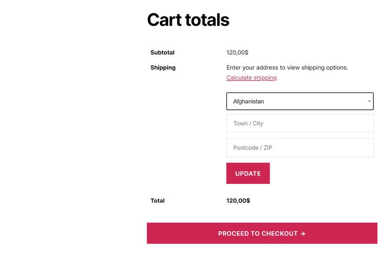 Cart totals shipping 1