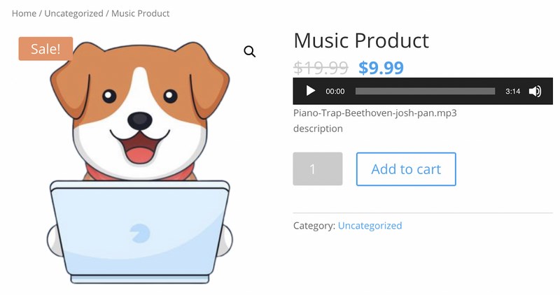 Music player for WooCommerce front end results