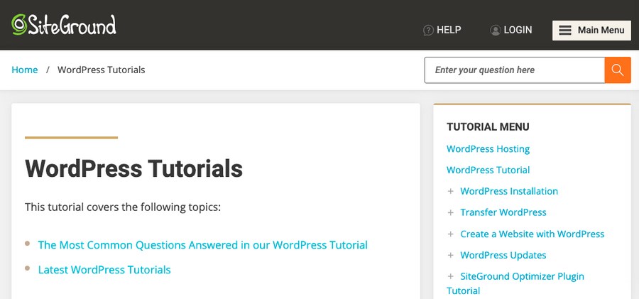 SiteGround WordPress tutorials