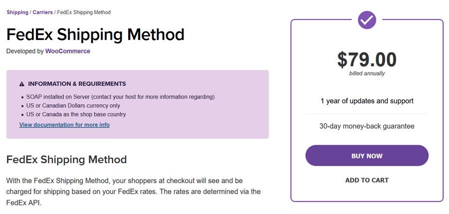 WooCommerce FedEx Shipping Method plugin