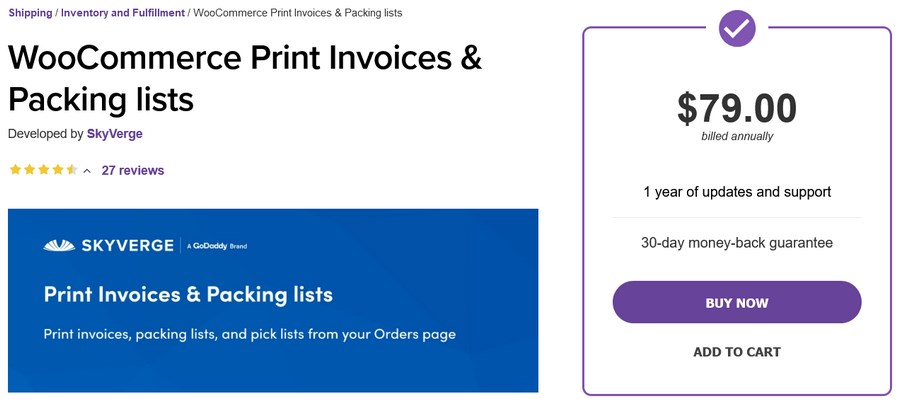 WooCommerce Print Invoices Packing lists plugin