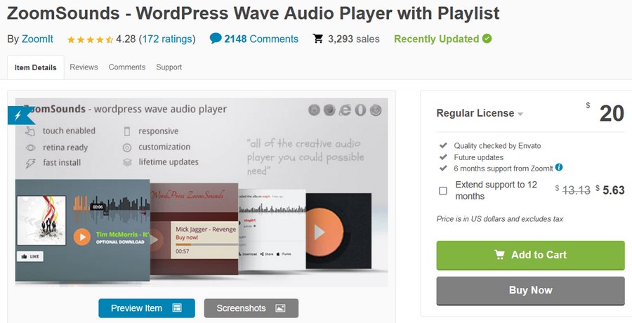 ZoomSounds WordPress audio plugin