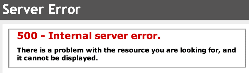 500 Internal server error example