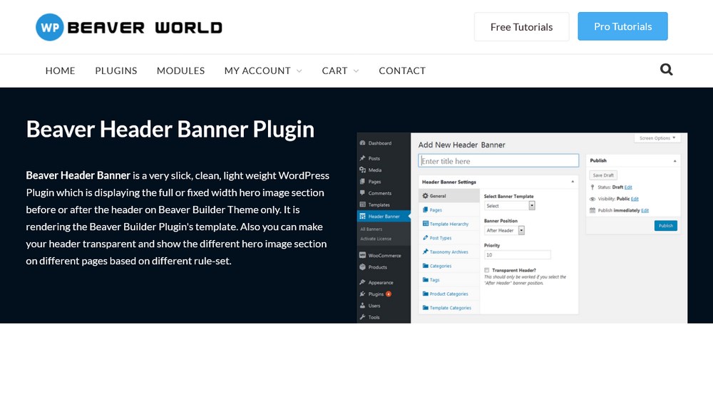 Beaver Header Banner plugin