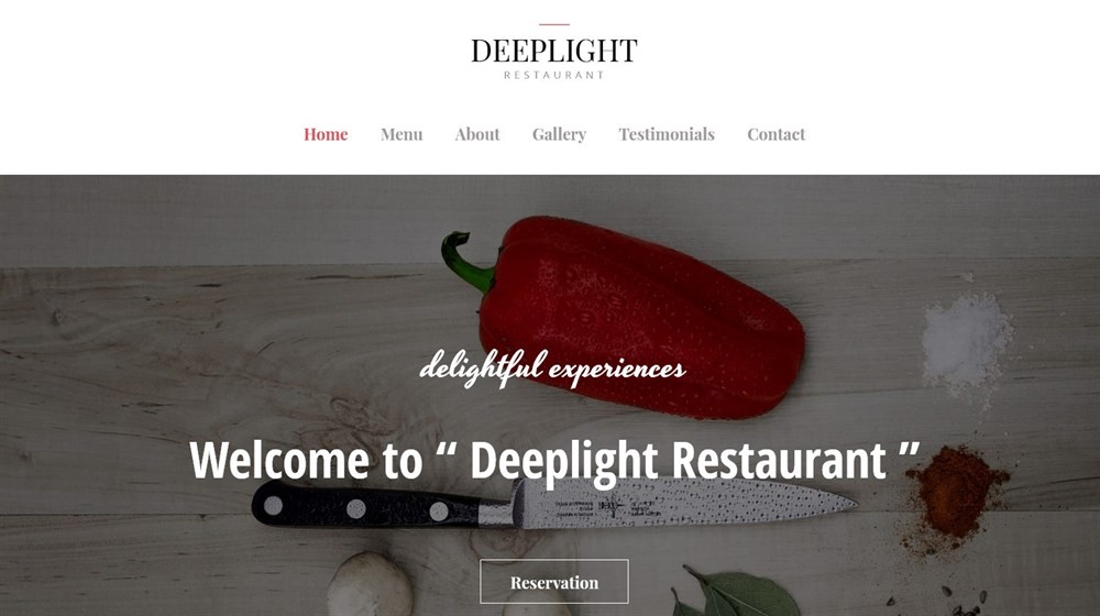 Deeplight Restaurant template demo