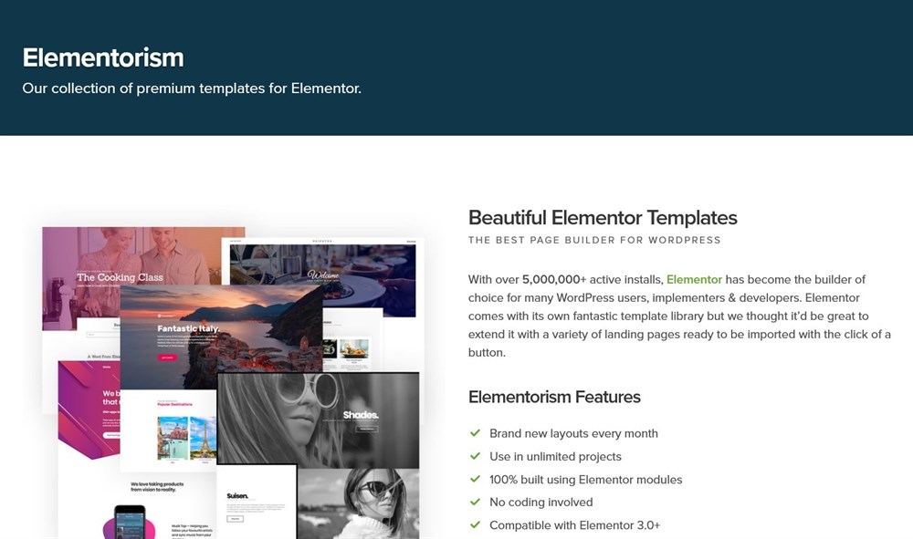 Elementor Elementorism 的免费高级模板