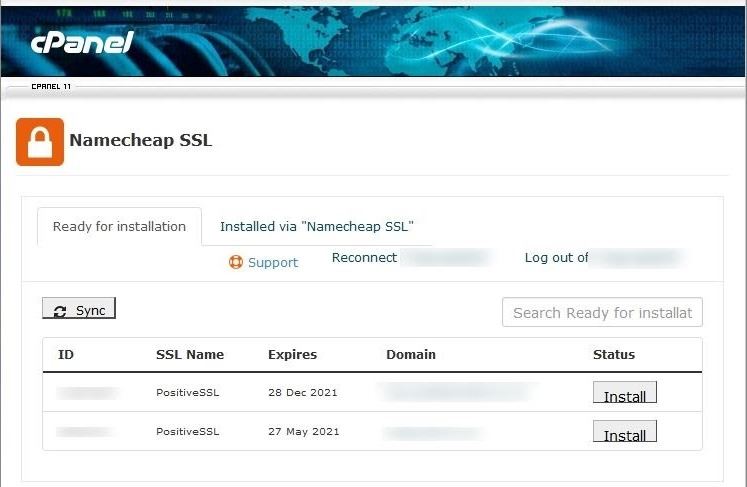Namecheap SSL settings