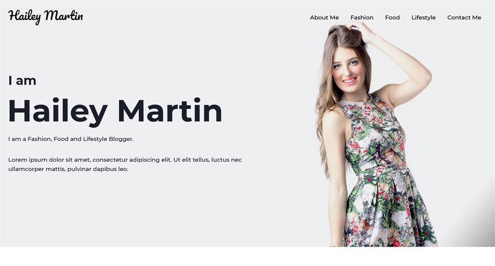 Personal blog of Hailey Martin Elementor template