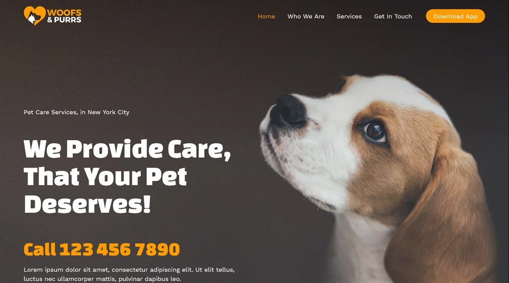 Pet Services template demo