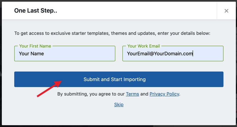 Starter templates import process 2