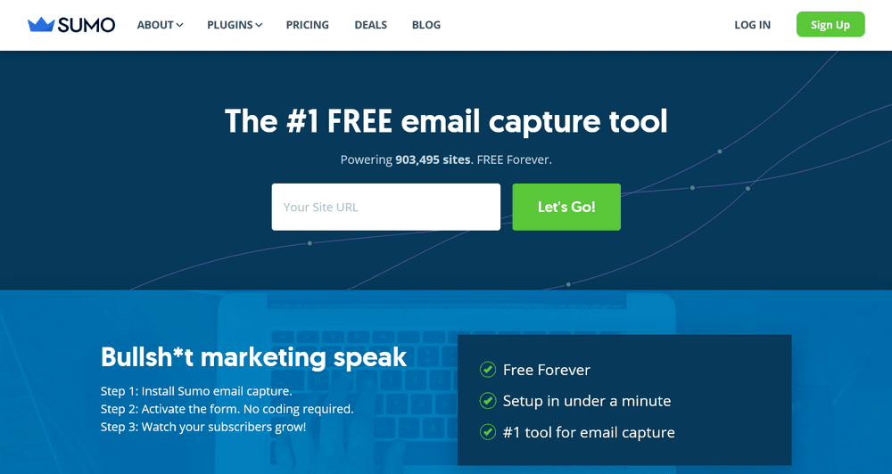 Sumo FREE email capture tool