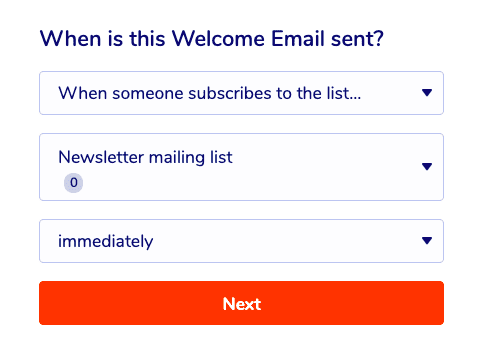 Welcome email setup