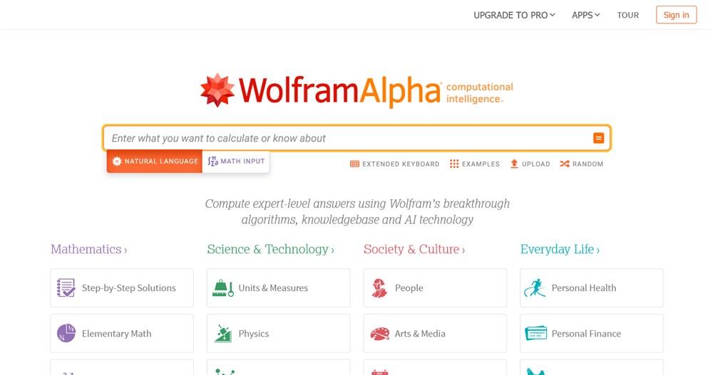 Wolfram Alpha 搜索