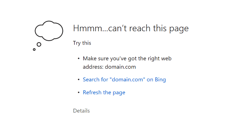 Can't reach this page error