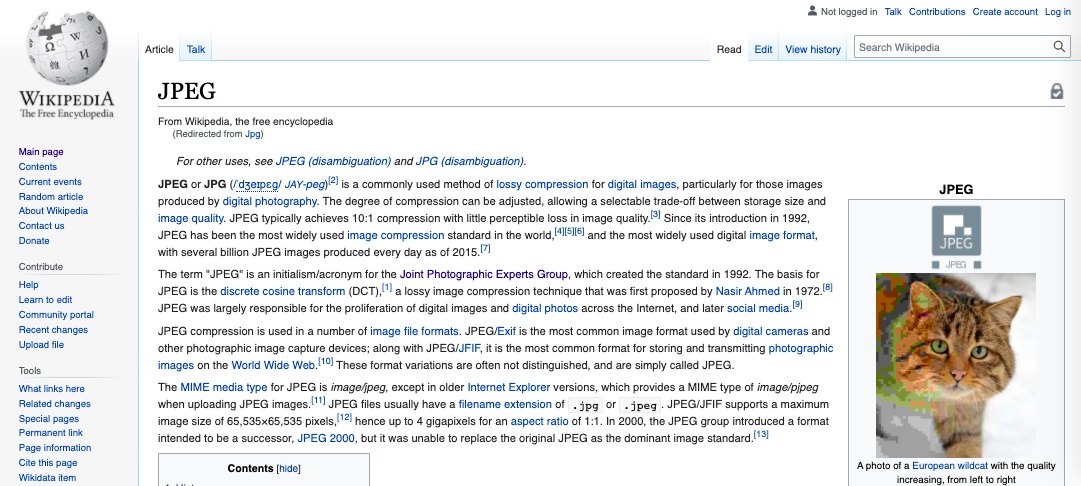 JPEG 维基百科