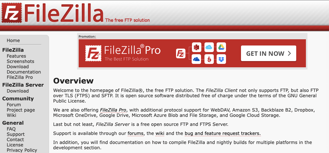 FileZilla 网站
