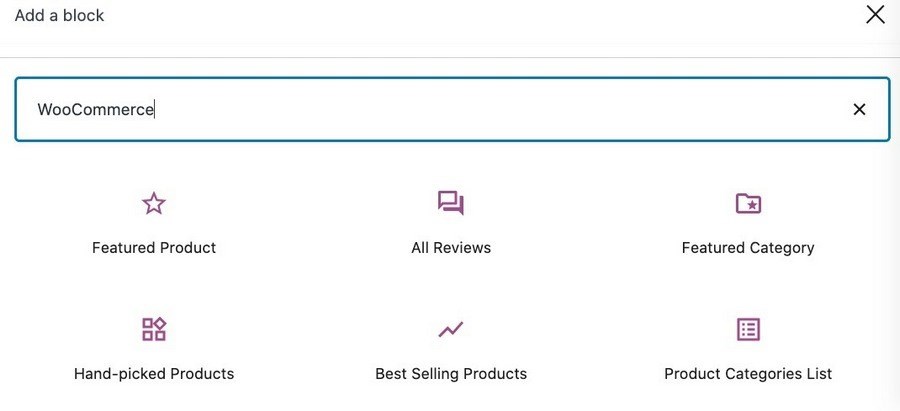 Gutenberg WooCommerce blocks