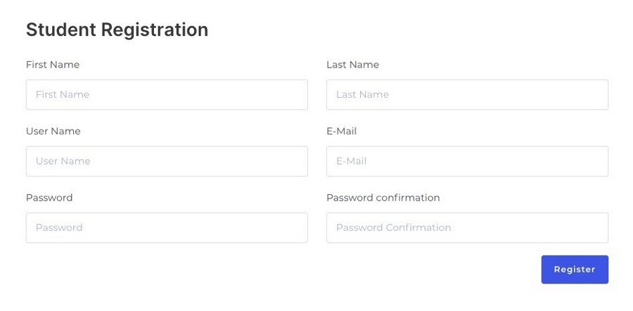 Student Registration form