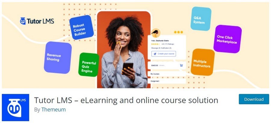 Tutor LMS eLearning WordPress 插件