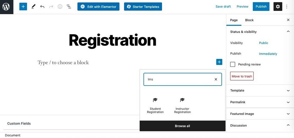 Tutor LMS registration widgets