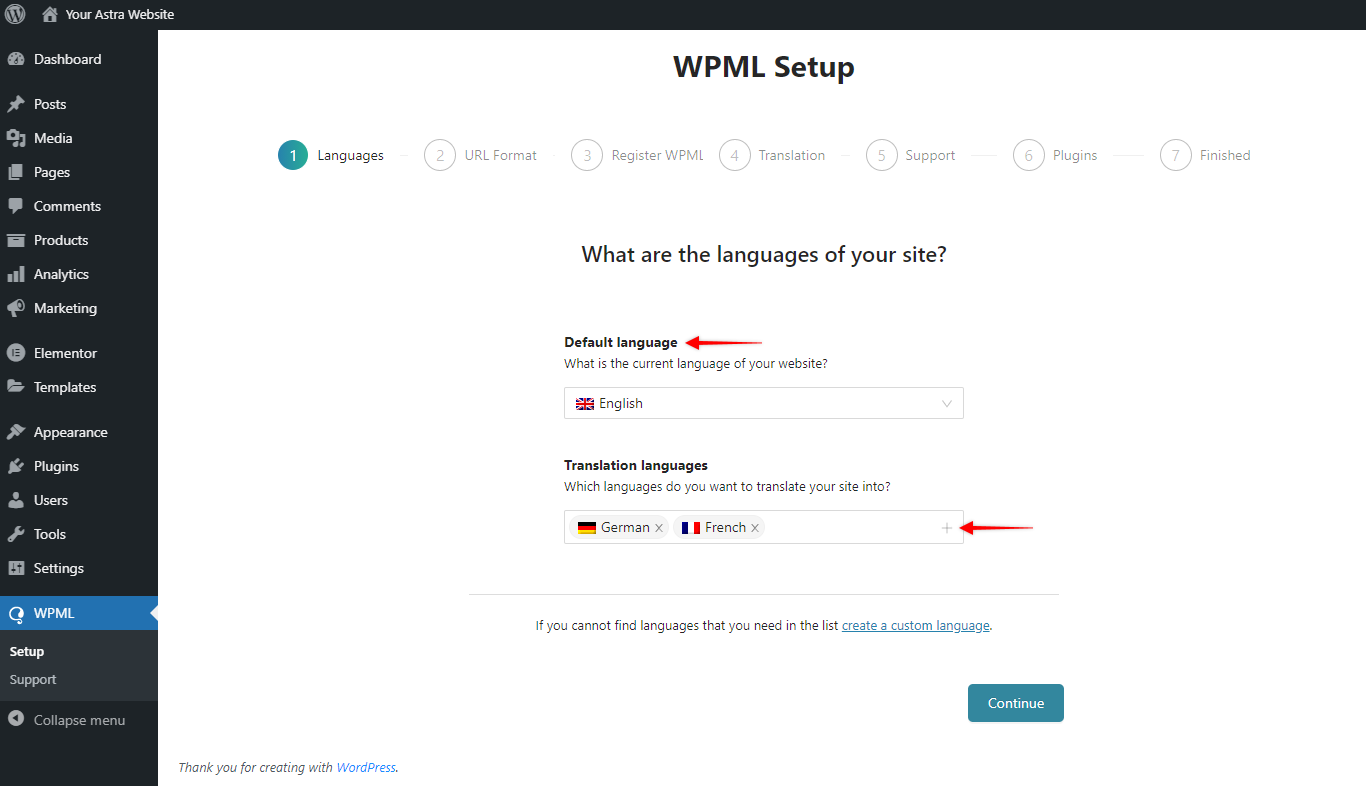 Add Languages with WPML
