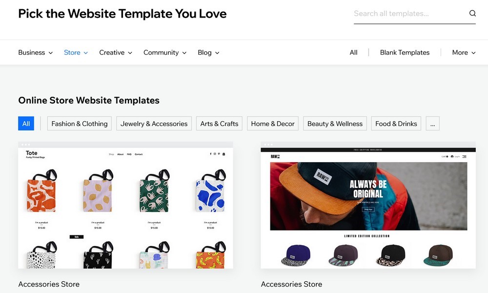Wix store templates