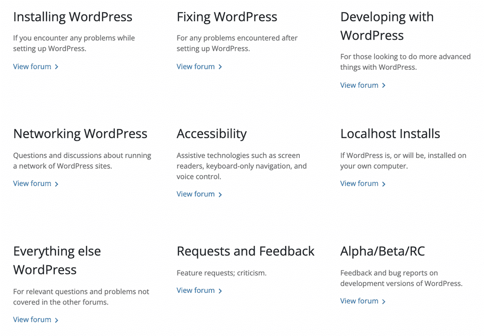 WordPress support articles