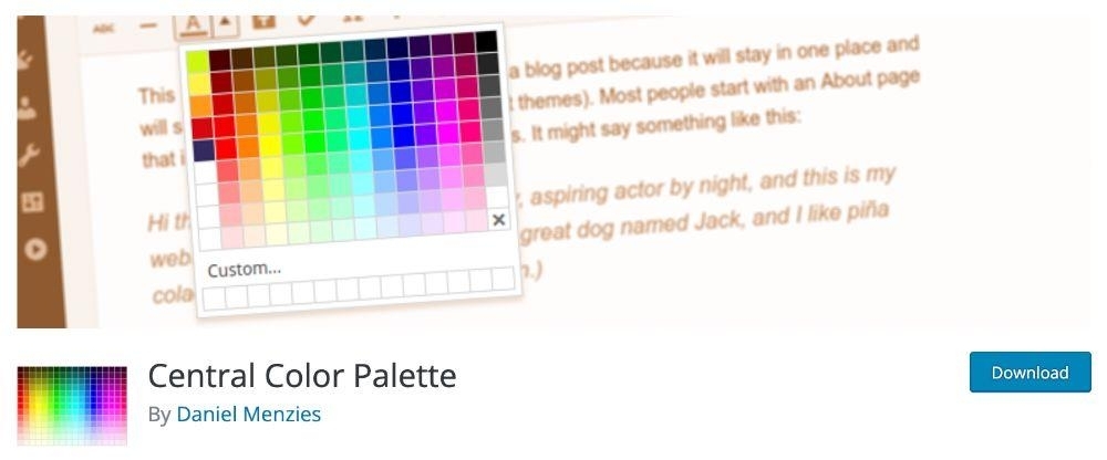 Central color palette WordPress plugin